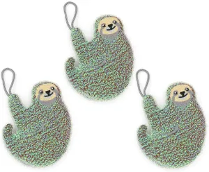 Kikkerland Nylon Scrub Sponge - Set of 3 - Handy, Durable & Effective for All Dinnerware & Cookware Surfaces - Cute Sloth Design