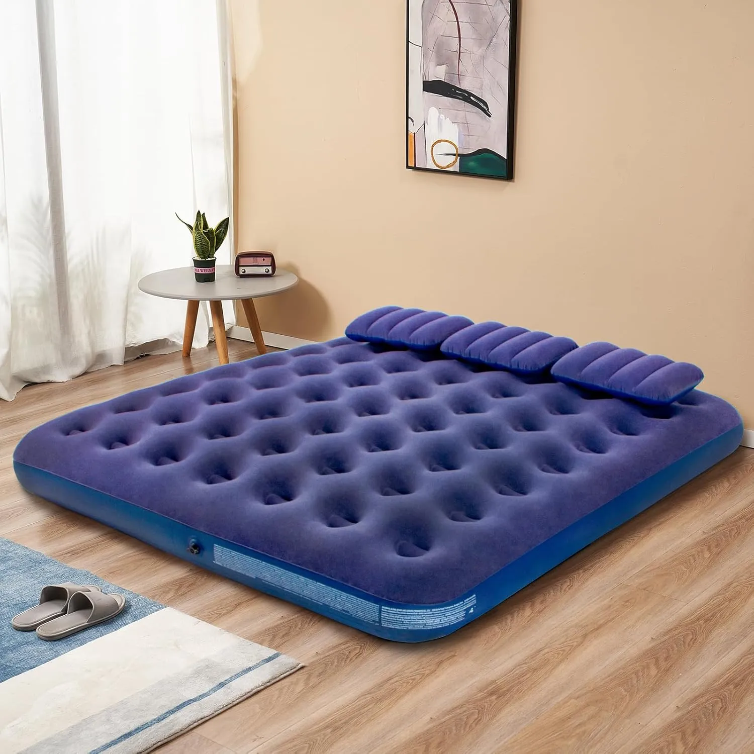 King Size Air Mattress Inflatable Bed with Pump and Pillows,Blow Up Mattress for Camping and Home