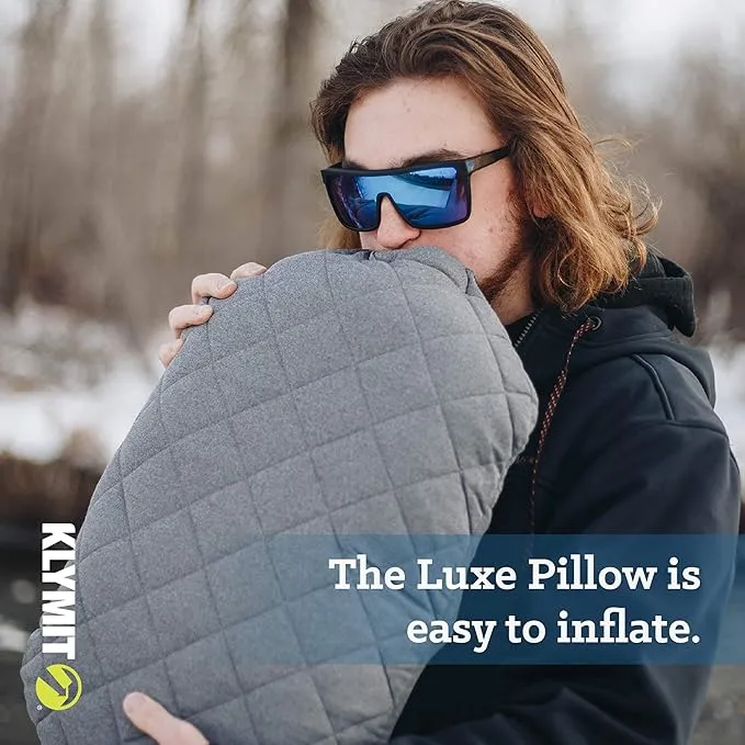 Klymit Luxe Travel Pillow and Insulated Static V Inflatable Sleeping Pad Bundle for Camping and Backpacking