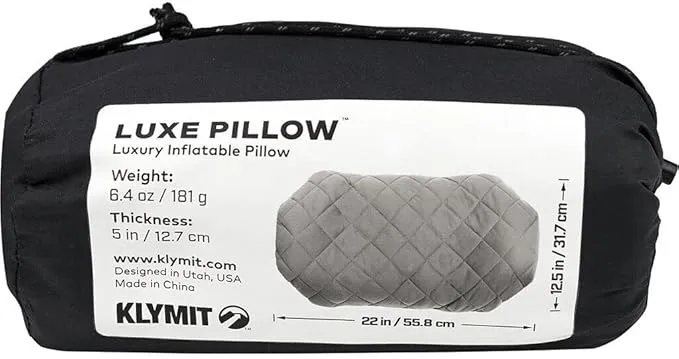 Klymit Luxe Travel Pillow and Insulated Static V Inflatable Sleeping Pad Bundle for Camping and Backpacking
