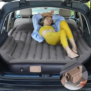 KMZ Inflatable Air Mattress with Built-in Electric Pump -Self Inflatable/Deflation Blow Up Mattress in 90 Seconds- Flocked Top Carbed with Carry Bag for Travel, Camping
