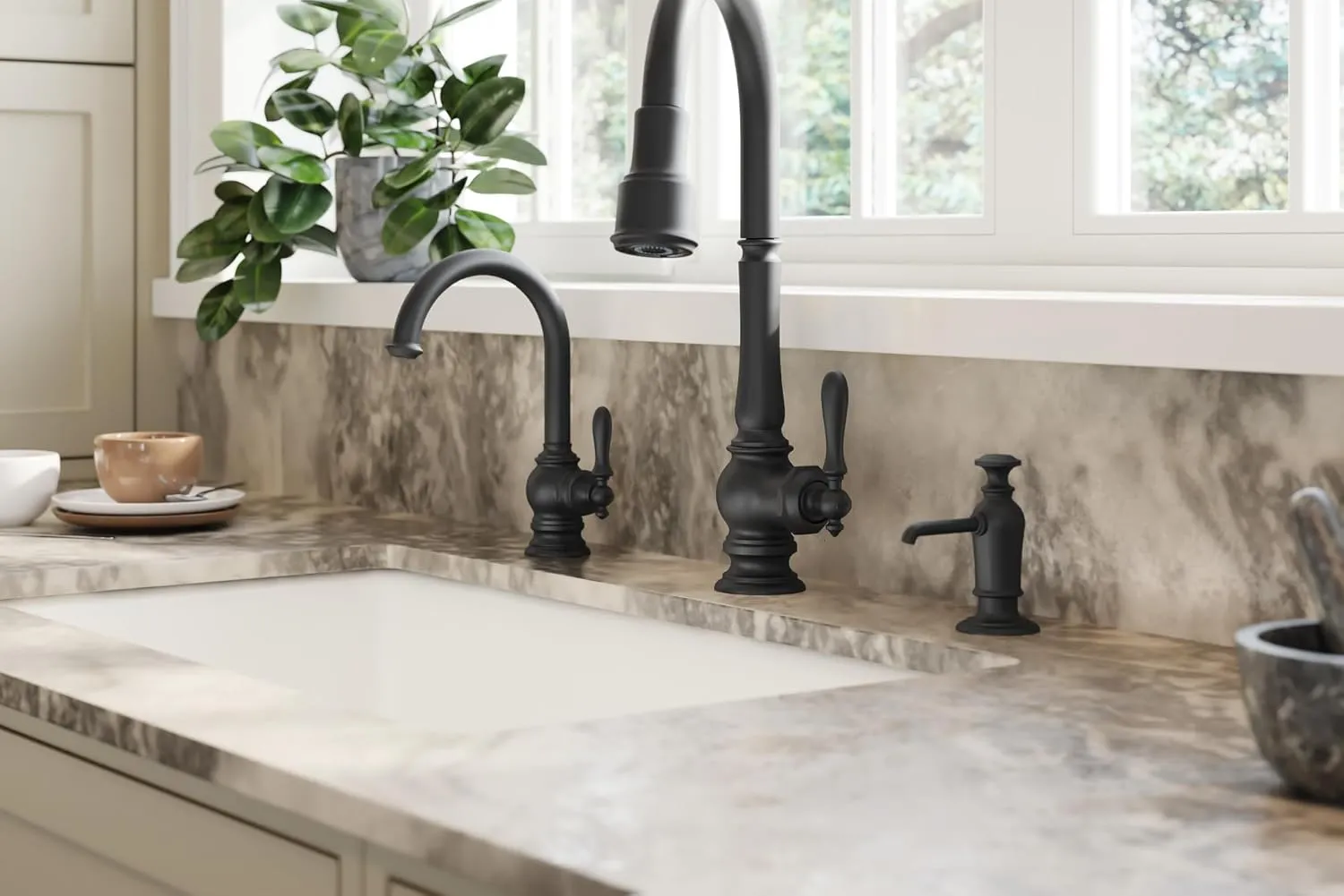 KOHLER K-99259-BL Artifacts Kitchen Sink Faucet, 17.63 x 4.31 x 8.50 Inches, Matte Black