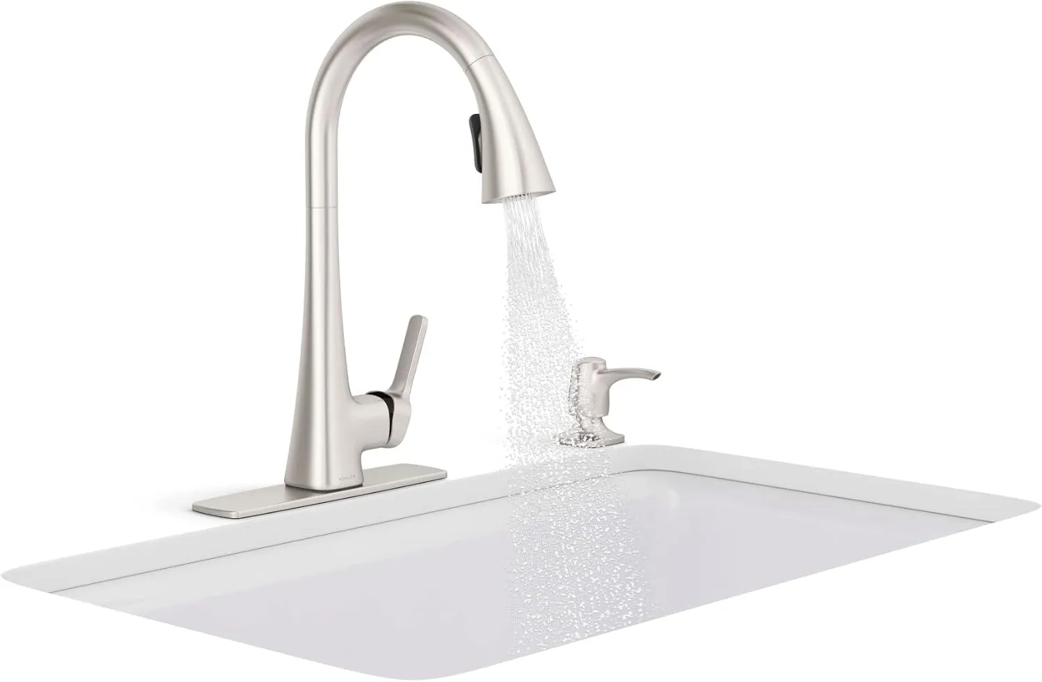 KOHLER R22867-SD-VS Maxton Pull-Down Kitchen Faucet with Soap Dispenser/Lotion Dispenser, Kitchen Sink Faucet with Pull Down Sprayer, Vibrant Stainless