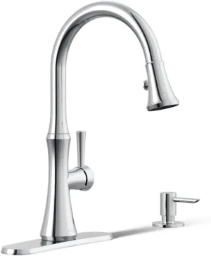 Kohler R28706-SD-CP Kaori Single Handle Kitchen Faucet with Pull Down Sprayer and Soap Dispenser, Polished Chrome
