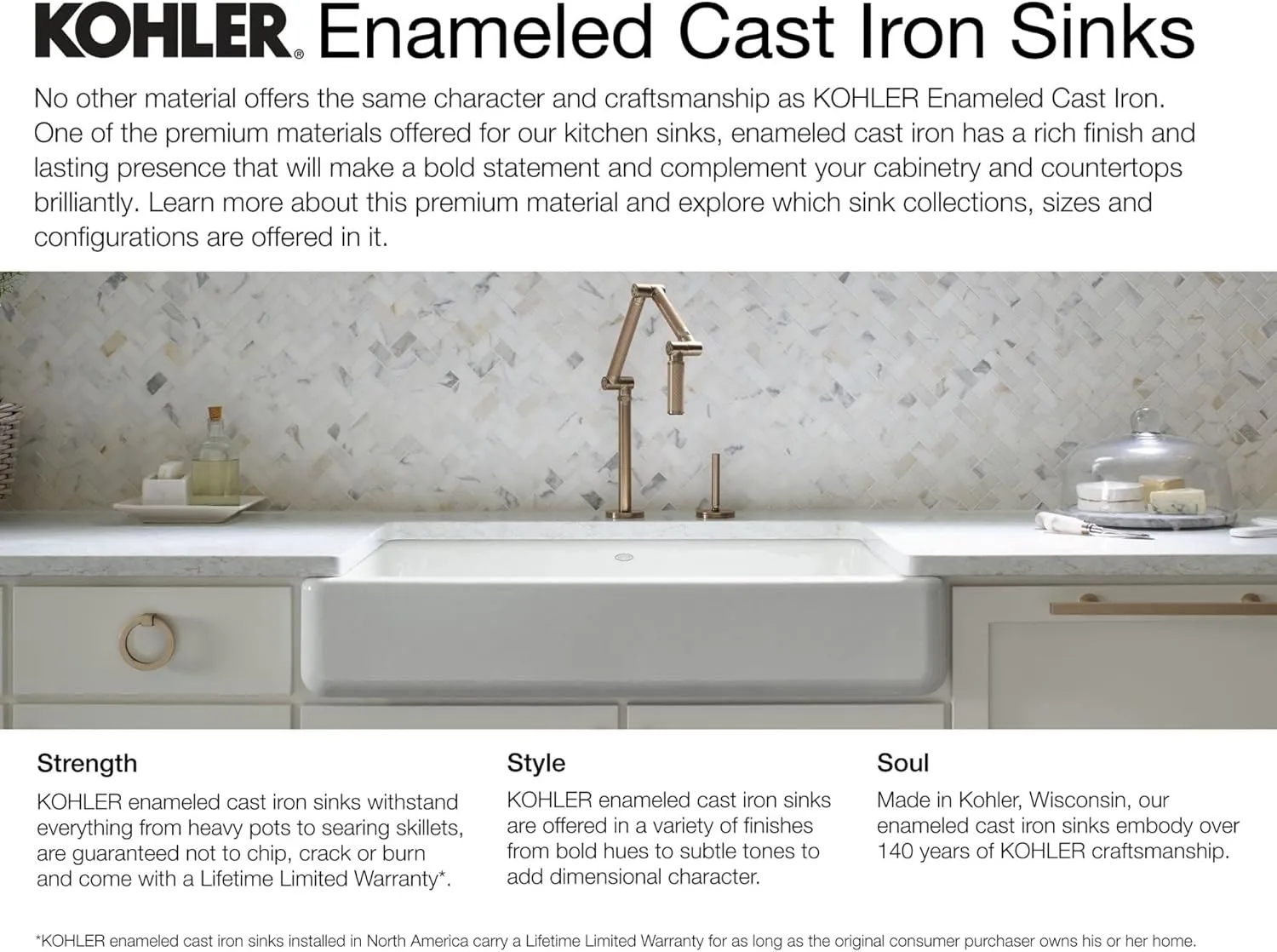 KOHLER Whitehaven 35-11/16 In. x 21-9/16 In. Self-Trimming Smart Divide Undermount Large/Medium Double-Bowl Kitchen Sink with Tall Apron, White