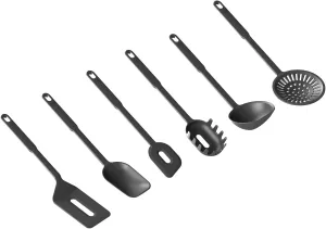 Kuhn Rikon Küchenhelfer STK Swiss Kitchen Utensil Set 6 Pieces, Plastic, Black