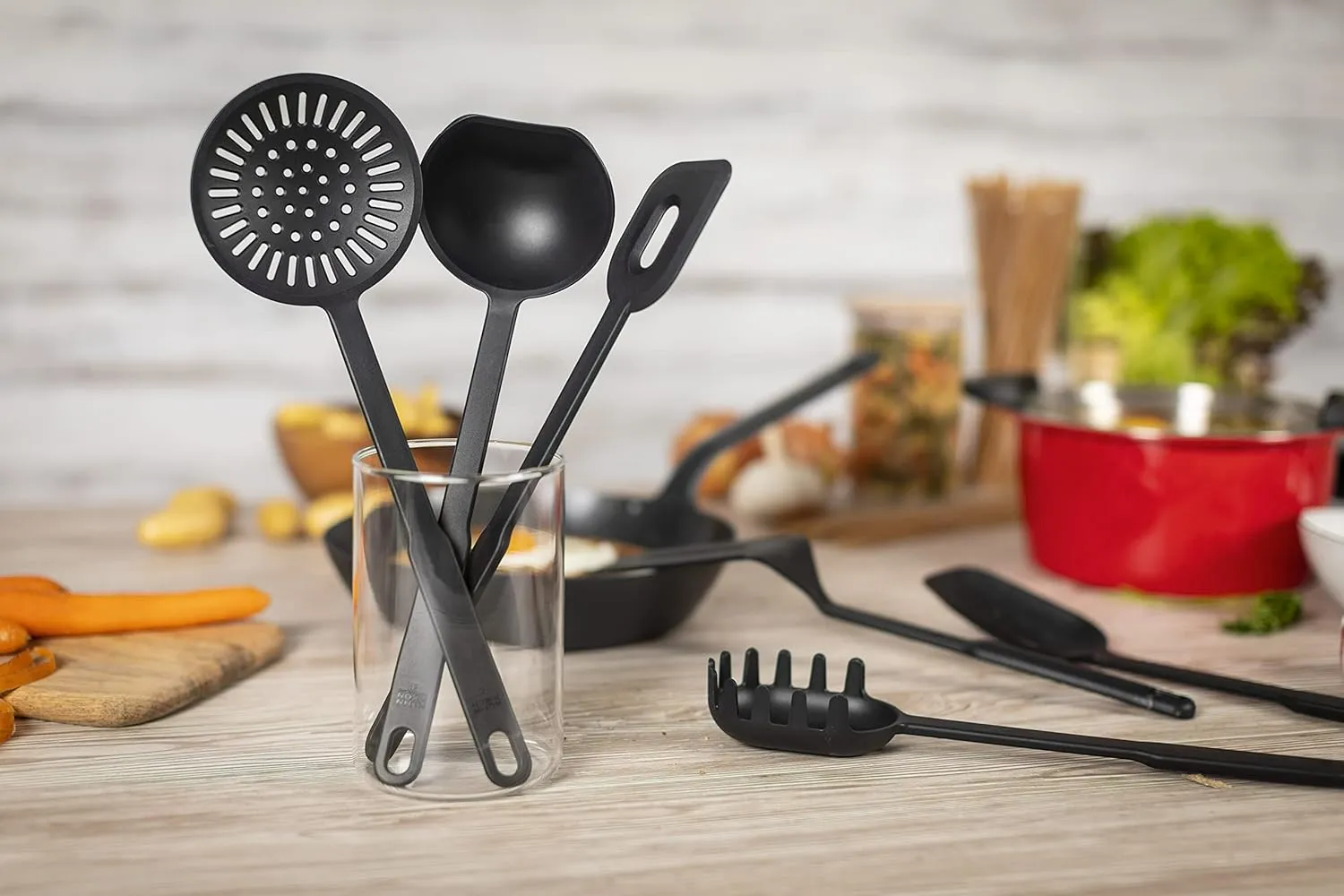 Kuhn Rikon Küchenhelfer STK Swiss Kitchen Utensil Set 6 Pieces, Plastic, Black