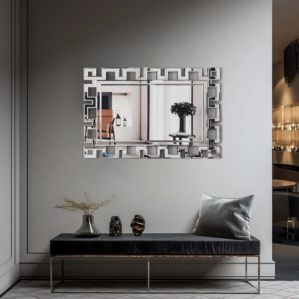 Large Wall-Mounted Silver Decorative Rectangular Wall Mirror