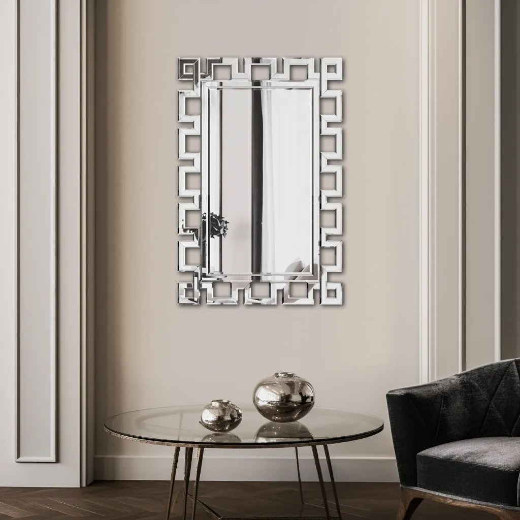 Large Wall-Mounted Silver Decorative Rectangular Wall Mirror