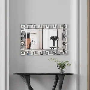 Large Wall-Mounted Silver Decorative Rectangular Wall Mirror