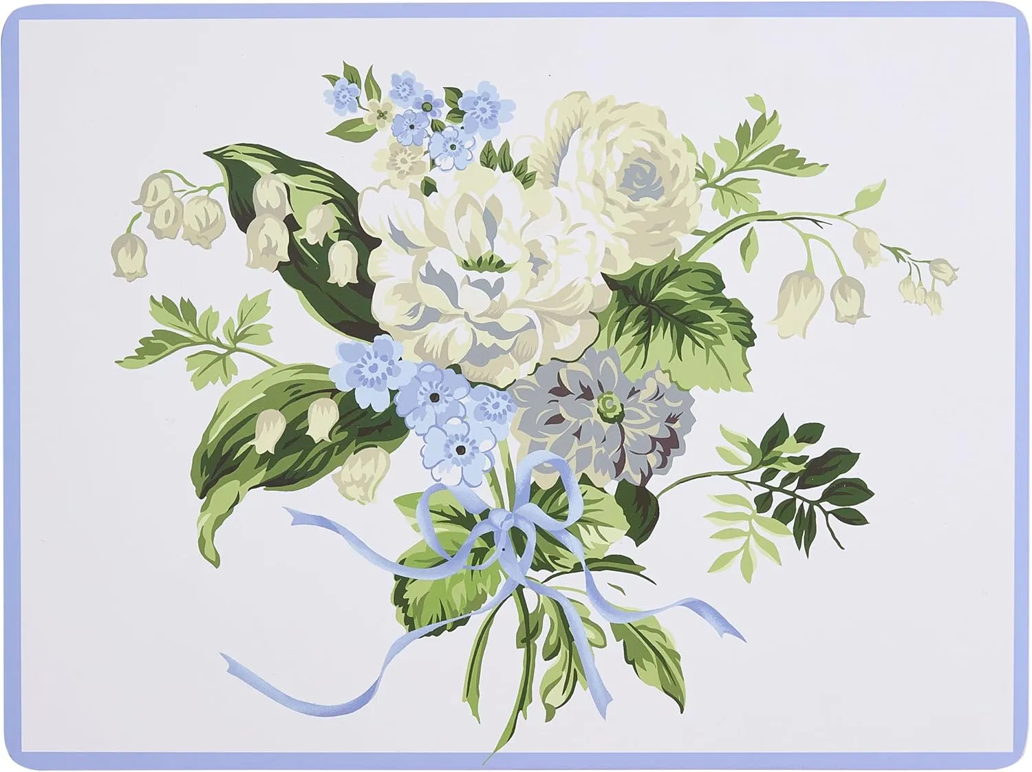 Laura Ashley Cork Placemats 16 x 12-inch for Kitchen and Dining Tables, Heat Resistant, Durable, Easy Clean, Set of 4, Lily of The Valley
