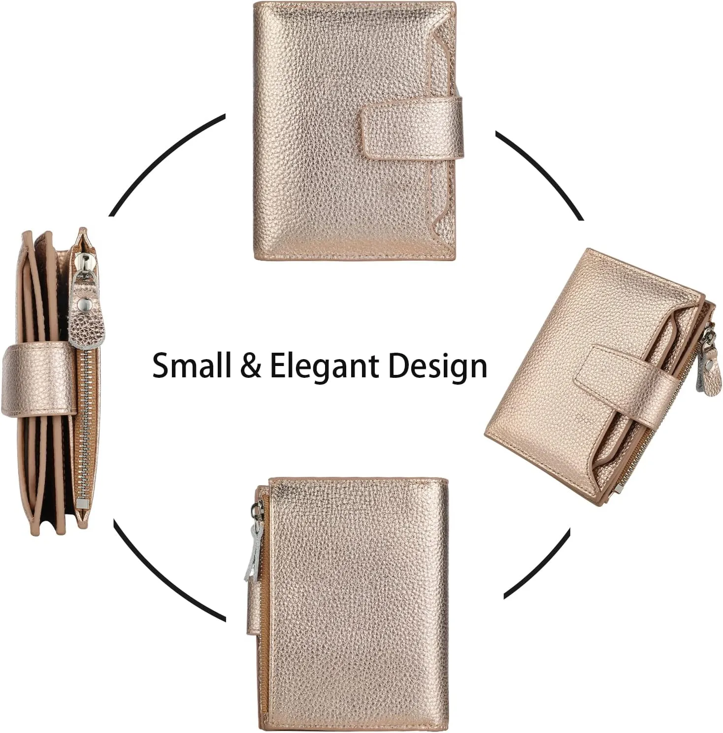 Lavemi Small Compact Women Wallet RFID Blocking Genuine Leather Bifold Purse with ID Windows