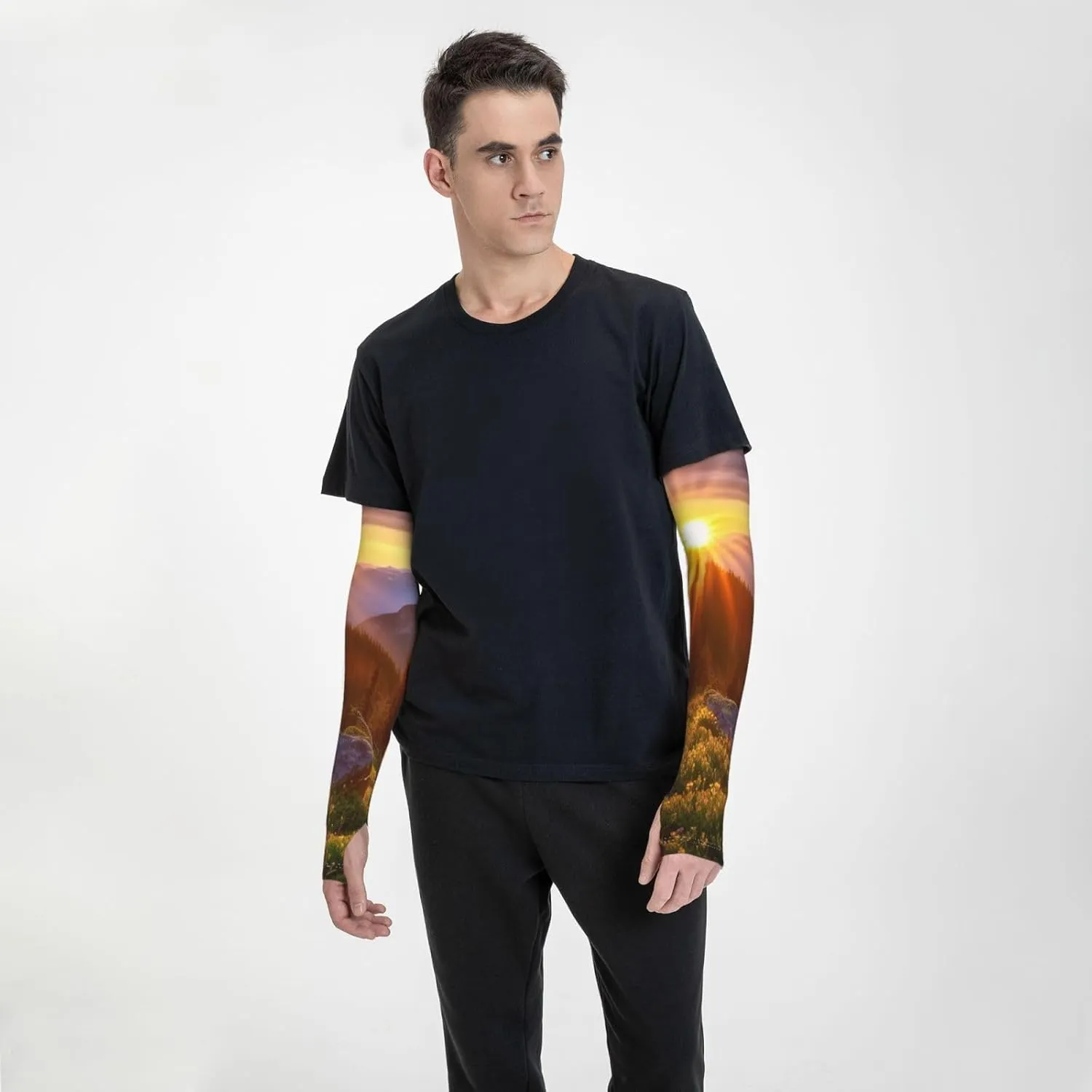 Leaves and frog Arm Sleeves for Men Women Cooling Sleeves Compression Arm Sleeve UV Blocking Protection Sleeve