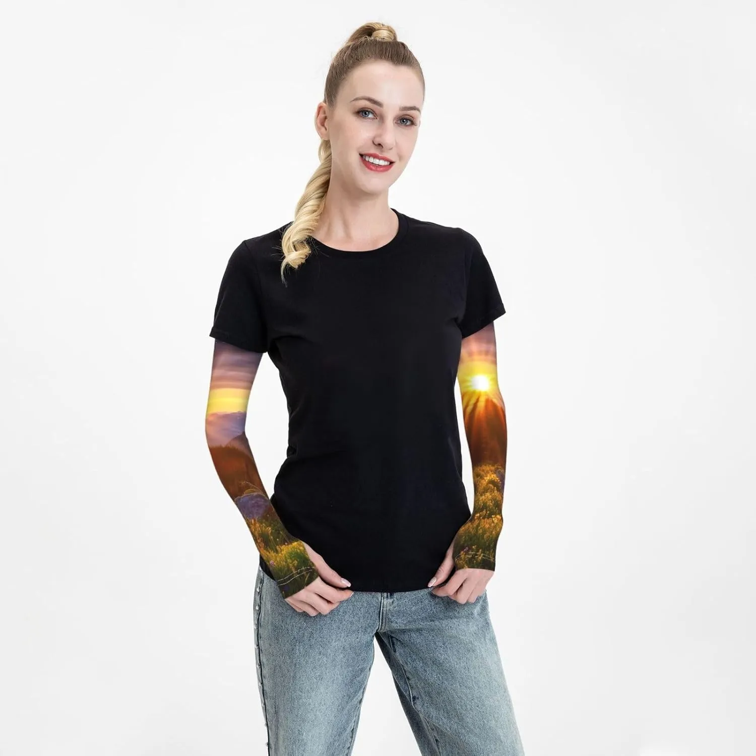 Leaves and frog Arm Sleeves for Men Women Cooling Sleeves Compression Arm Sleeve UV Blocking Protection Sleeve