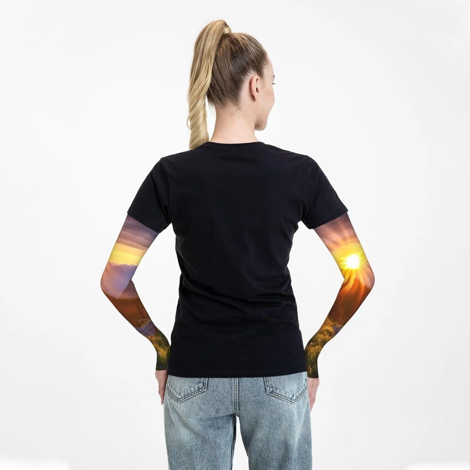 Leaves and frog Arm Sleeves for Men Women Cooling Sleeves Compression Arm Sleeve UV Blocking Protection Sleeve