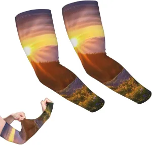 Leaves and frog Arm Sleeves for Men Women Cooling Sleeves Compression Arm Sleeve UV Blocking Protection Sleeve