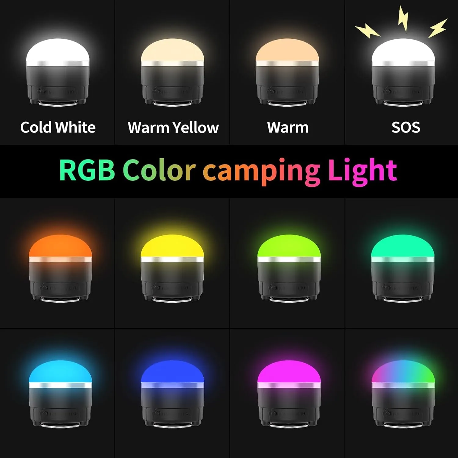 LED Camping Lantern Rechargeable 1000LM, 12 Lighting Modes Hanging Light with Magnetic Base, Portable 4000mAh RGB Tent Lights for Camping, Emergency, Hurricane, Power Outages, Home, Hiking