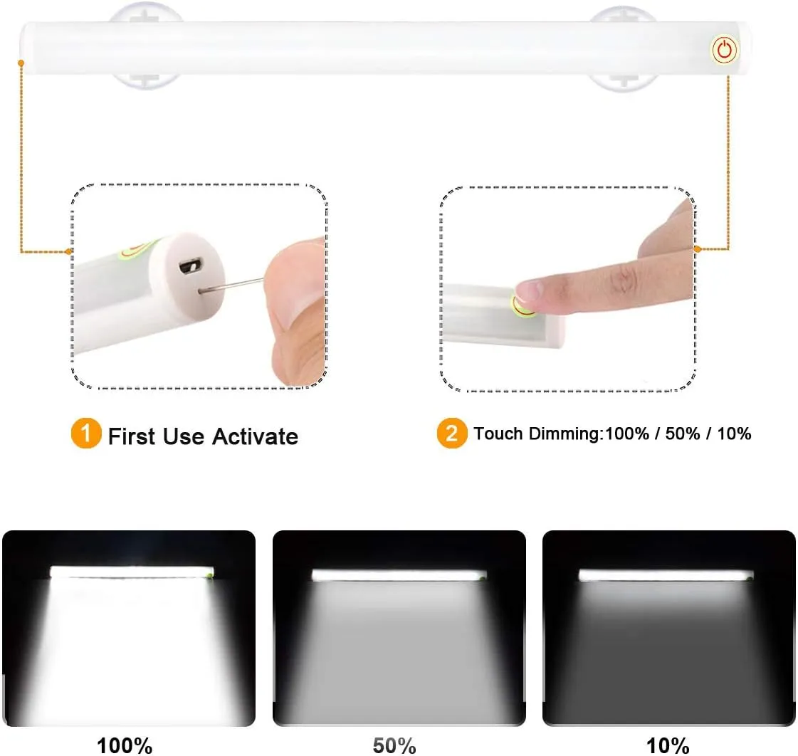 LED Makeup Mirror Lights,Portable Rechargeable Vanity Lights with 3 Brightness Level Touch Control for Makeup Dressing Table–Cordless Makeup Mirror Lights–White