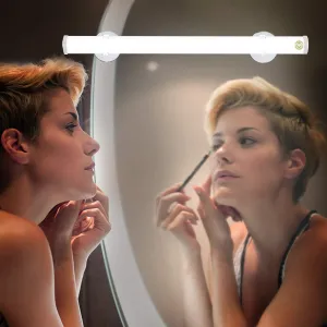 LED Makeup Mirror Lights,Portable Rechargeable Vanity Lights with 3 Brightness Level Touch Control for Makeup Dressing Table–Cordless Makeup Mirror Lights–White
