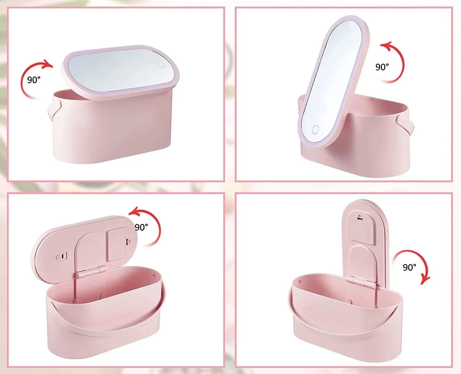 LED Portable Makeup Organizer with Mirror – Compact Vanity Light with Folding Design, Cosmetic Pocket Mirror Gift for Beauty Lovers