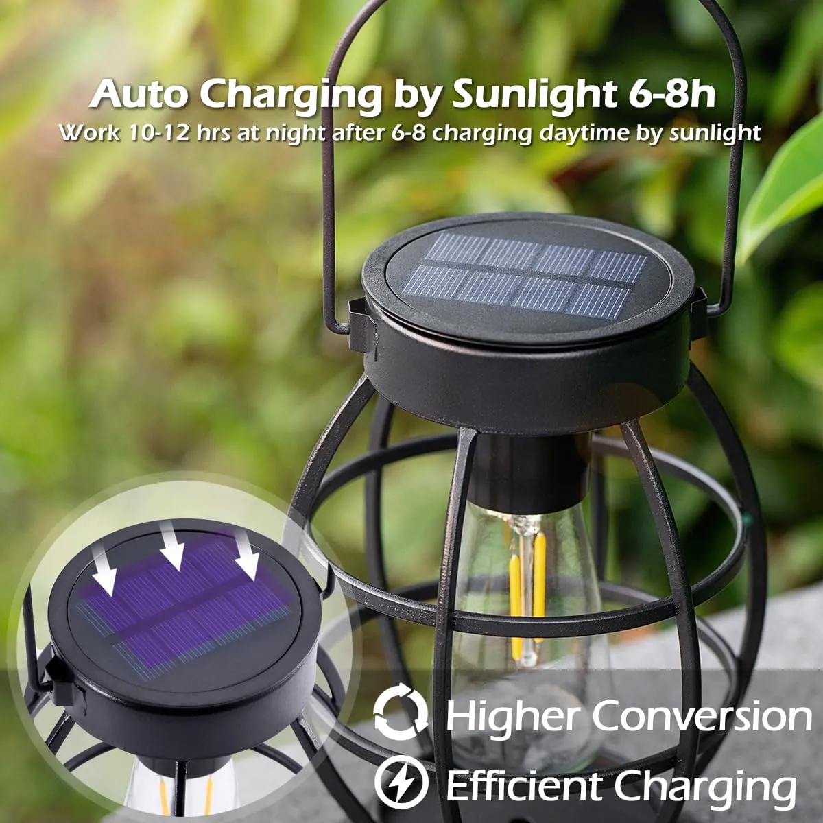 LeiDrail Solar Lantern Outdoor Hanging Solar Lights Metal LED Waterproof Christmas Lanterns Solar Powered Landscape Decor for Table Garden Yard Patio Pathway Porch 2 Pack