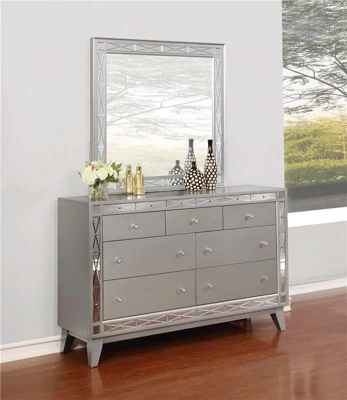 Leighton 7-drawer Dresser with Mirror Metallic Mercury - 204923M