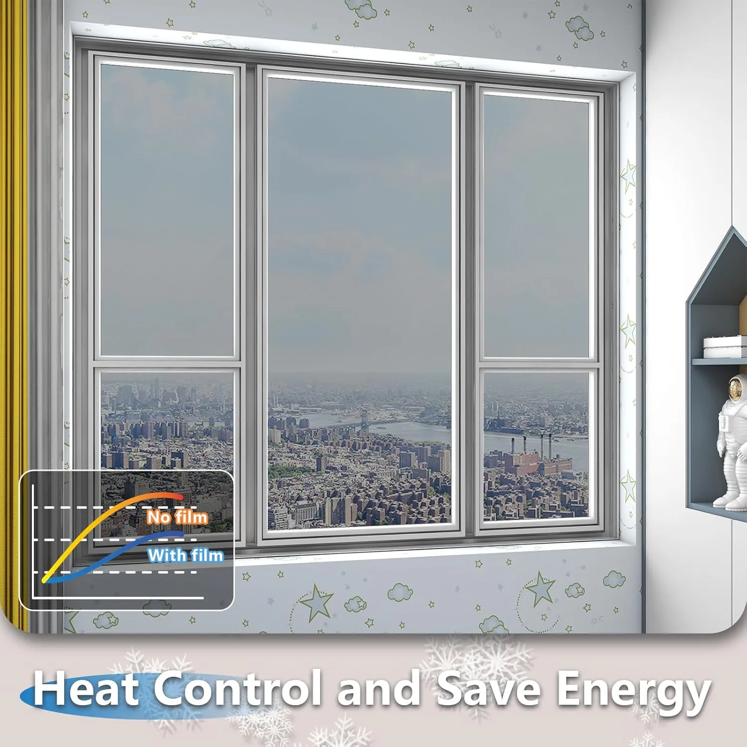 LEMON CLOUD One Way Window Privacy Film See Out Not in Reflective Mirror UV Window Cling Sun Blocking Heat Control Glare Control with Tools,17.5 Inch x 157.4 Inch