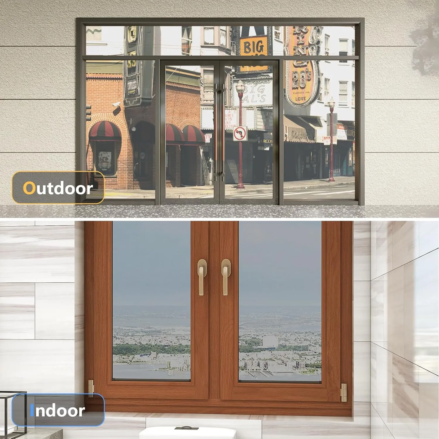 LEMON CLOUD One Way Window Privacy Film See Out Not in Reflective Mirror UV Window Cling Sun Blocking Heat Control Glare Control with Tools,17.5 Inch x 157.4 Inch