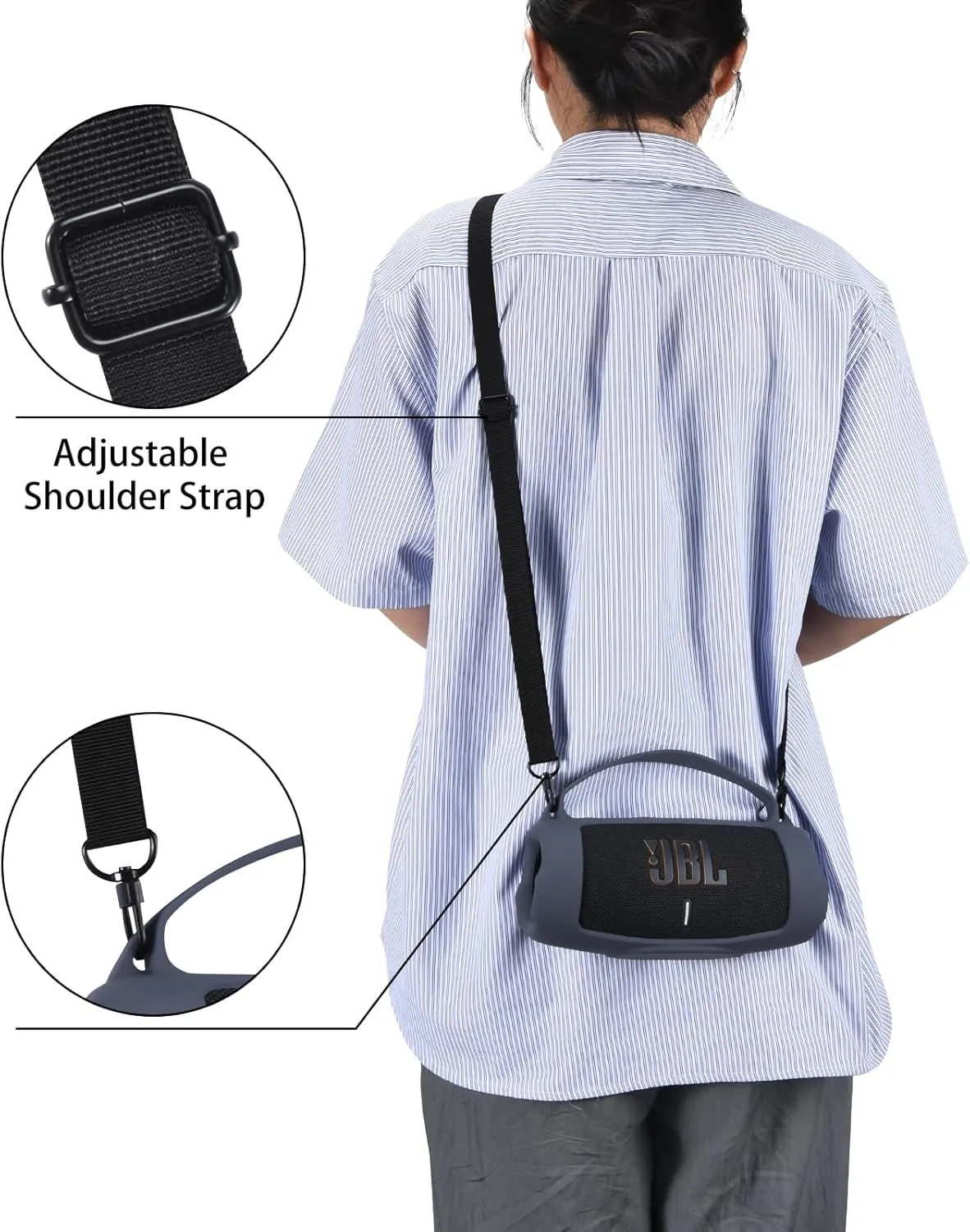 LICHIFIT Silicone Protective Cover Frame Case Skin for JBL Charge 5 Wi-Fi/Charge 5 Bluetooth Speaker Shell Sleeve Hand Bag Shoulder Case Box Accessories