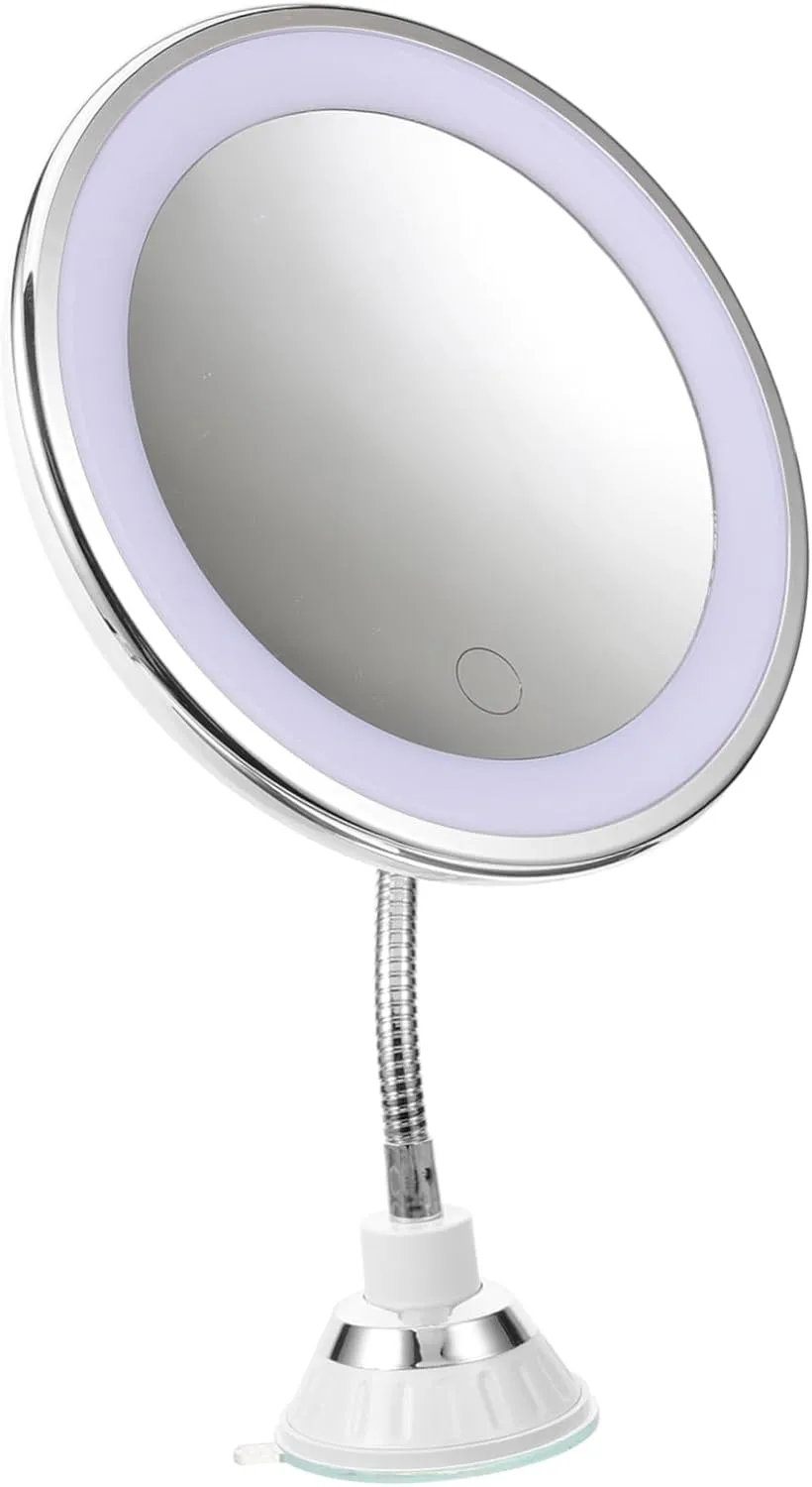 LIFKOME 1Pc LED Makeup Mirror with Light Magnification Touch Control Portable Suction Cup Design for Easy Use Bedrooms Bathrooms and Dressing Rooms