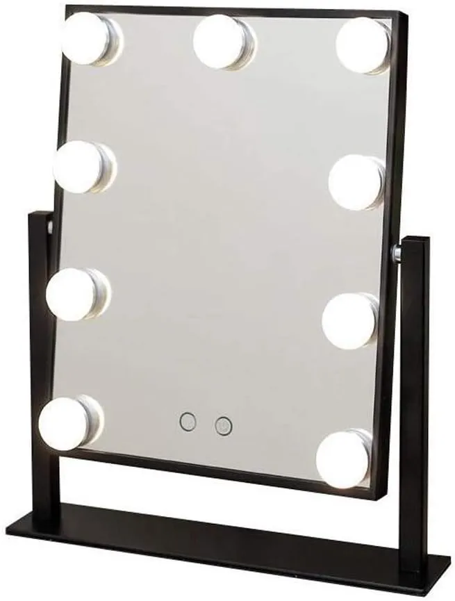Lighted Makeup Vanity Mirror Tabletop Mirrors for Makeup Dressing Table with 9 Dimmable Light Bulbs (Color : White) (Black)