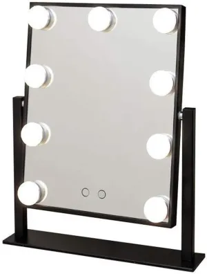 Lighted Makeup Vanity Mirror Tabletop Mirrors for Makeup Dressing Table with 9 Dimmable Light Bulbs (Color : White) (Black)