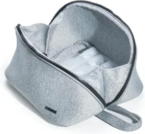 LINE ARC Machine-Washable Neoprene Toiletry Bag (Granite) Modern Gray Heather Dopp Kit Soft Insulation Cosmetics Makeup Travel Skincare Shaving Large Case Men Women Overnight Easy-to-Clean