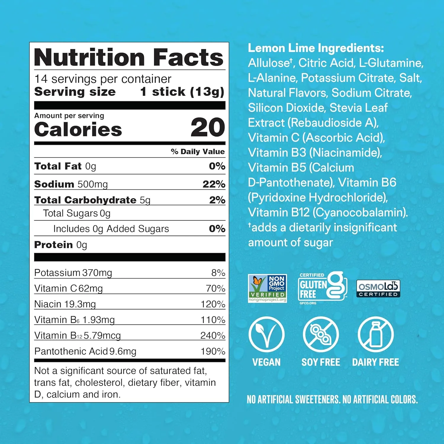 Liquid I.V.® Hydration Multiplier® Sugar-Free - Lemon Lime - Hydration Powder Packets | Electrolyte Powder Drink Mix | Convenient Single-Serving Sticks | Non-GMO | 14 Servings (Pack of 3)