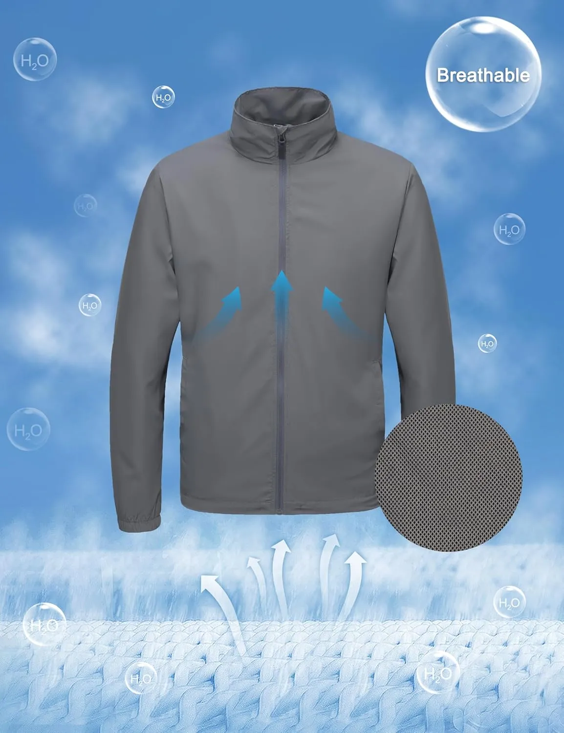 Little Donkey Andy Men’s Lightweight Breathable Windbreaker Golf Jacket UPF50  Windproof Outdoor Running Coat