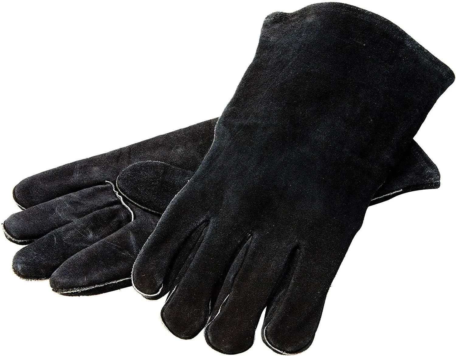 Lodge 18” Leather Outdoor Cooking Gloves - Heat Resistant Gloves for Cast Iron Cooking, Black