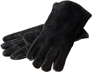 Lodge 18” Leather Outdoor Cooking Gloves - Heat Resistant Gloves for Cast Iron Cooking, Black