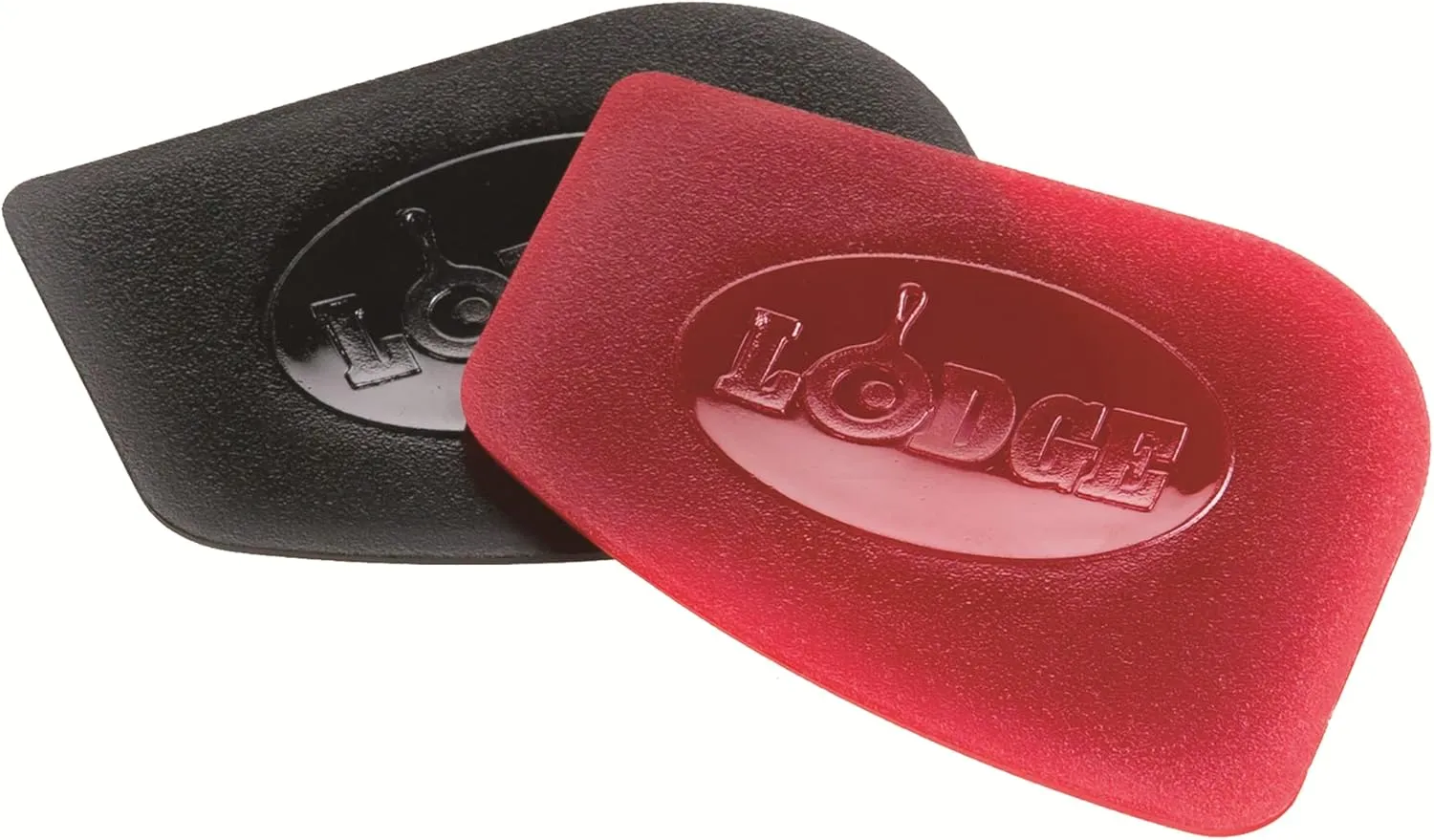 Lodge EC3CC43 Enameled Cast Iron Covered Casserole, 3-Quart, Island Spice Red & SCRAPERPK Durable Pan Scrapers, Red and Black, 2-Pack