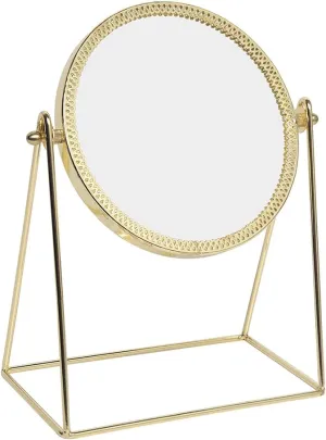 LONGSHENG - SINCE 2001 - Makeup Mirror Single Sided Vanity Mirror Vintage 360° Rotation Metal Cosmetic Mirror Round Beauty Mirror Handmade Make Up Mirror for Dresser Vanity Table Desk - Gold