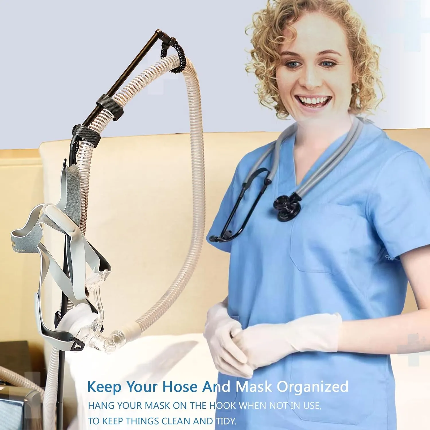 LONYEON CPAP Hose Holder - CPAP Hose Hanger for Bed Avoid Tangling and Prevent Blockage,Keeps The Air Hose Up and Away from Your Face and Arms to Make You Sleep Better,Black