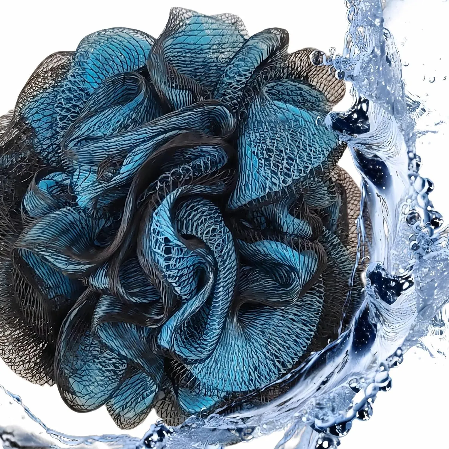 Loofah-Bath Sponge Set-Large, 4 Pack Bath Scrubbers, Soft Mesh Blue and Green Puff-Cleansing Body Scrub for Men and Women: Skin Soothing Exfoliation Tools (Jewel Colors-Blue、Green-60g)