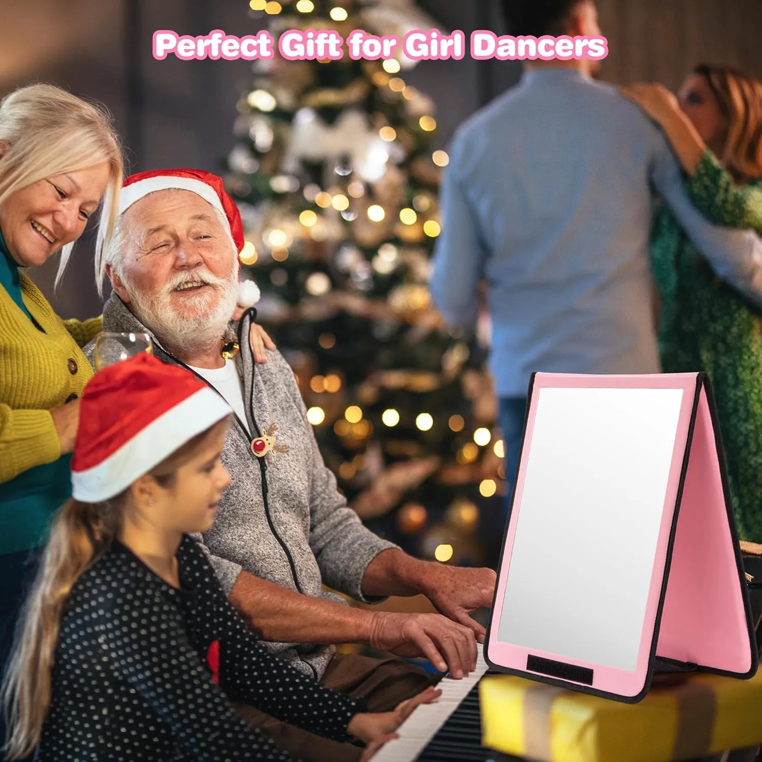 LPHUMEX Portable Pink Mirror Full Length for Dance, 33x13 Inch Hanging Dance Mirror for Dance Bag, Lightweight Folding Travel Mirror Dance Competition Must Haves