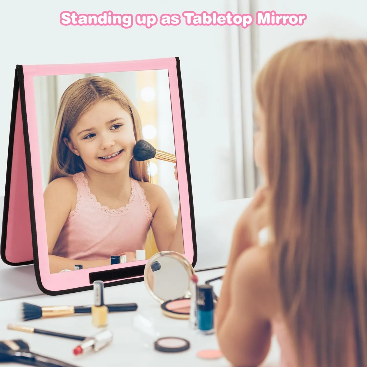 LPHUMEX Portable Pink Mirror Full Length for Dance, 33x13 Inch Hanging Dance Mirror for Dance Bag, Lightweight Folding Travel Mirror Dance Competition Must Haves
