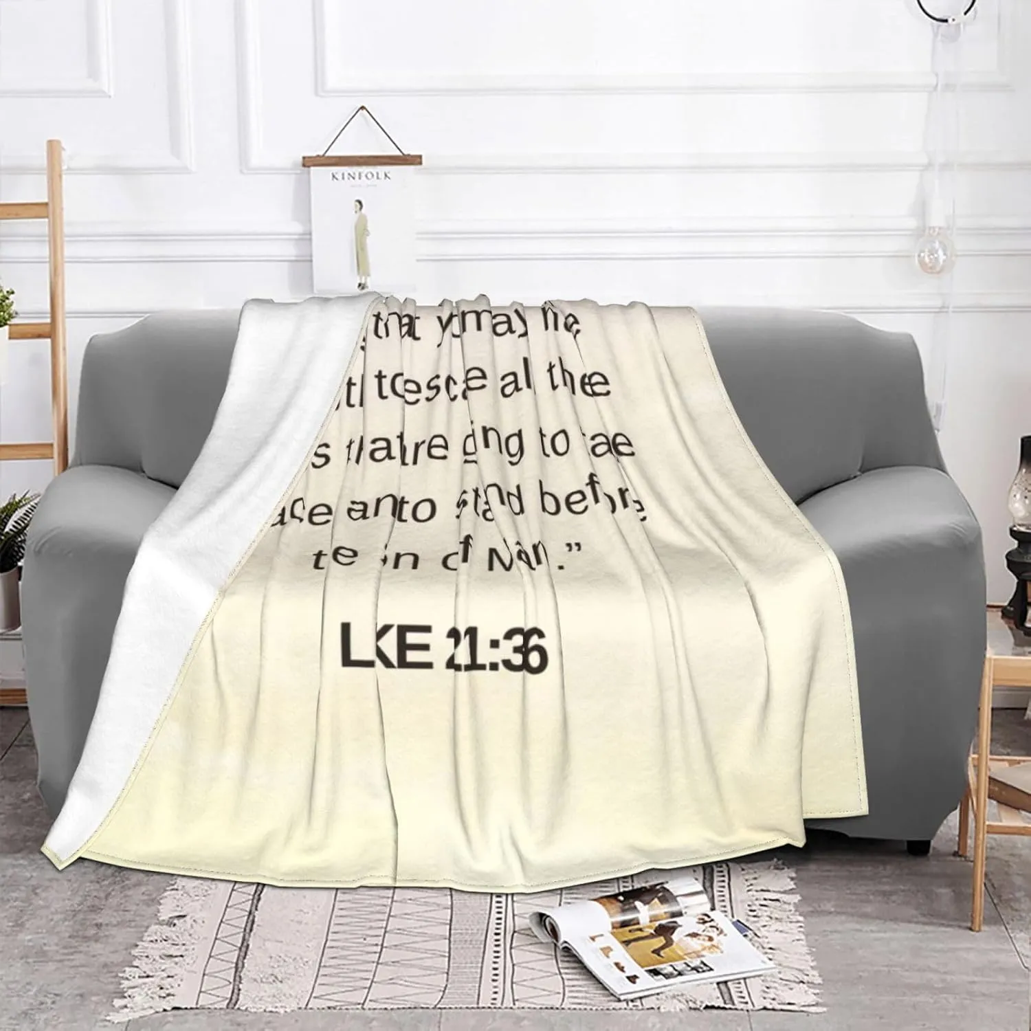 Luke 21:36 60"X50" Flannel Blanket - 100% Soft Polyester, Lightweight and Warm, Suitable for Families, Camping, Travel