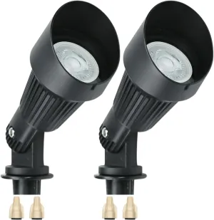 Lumina Lighting® 4W Landscape Lighting 12V Landscape Lights Low Voltage Landscape Spotlights Warm White Waterproof Outdoor Replaceable LED Bulb for Garden, Lawn, Porch, Patio and Yard (Black, 2-Pack)