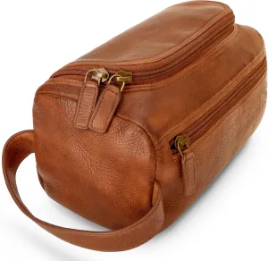 LUXEORIA Genuine Leather Toiletry Bags for Men and Women, Handmade Premium Leather Dopp Kit and Shaving Bag, Cosmetic Bag for Womens and Mens, Travel Essentials & Organizers