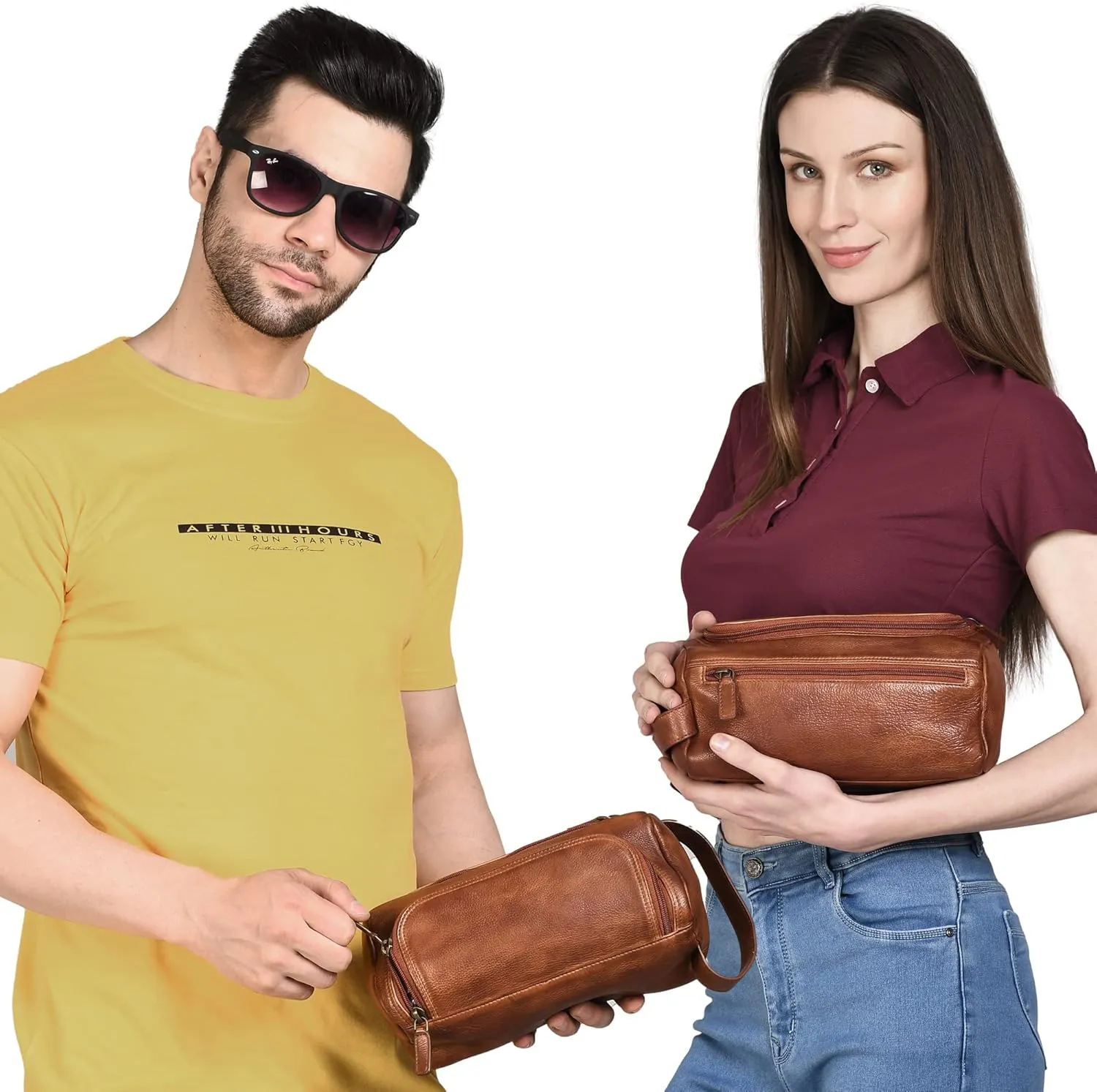 LUXEORIA Genuine Leather Toiletry Bags for Men and Women, Handmade Premium Leather Dopp Kit and Shaving Bag, Cosmetic Bag for Womens and Mens, Travel Essentials & Organizers