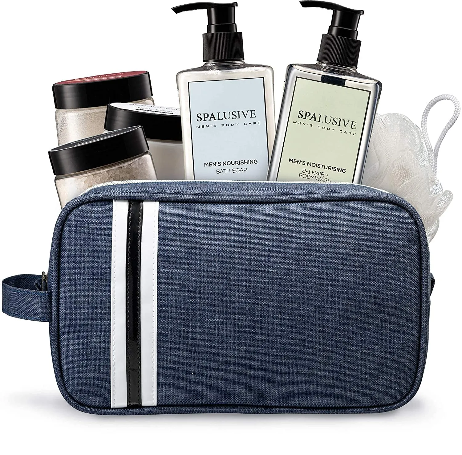 Luxury Spa Gift Set for Men - Natural Men’s Gift Basket - Great Gift For Guys for Holidays, Birthdays, High School, College Grad, Father’s Day Bath And Body Set - Fresh Sandalwood Scent