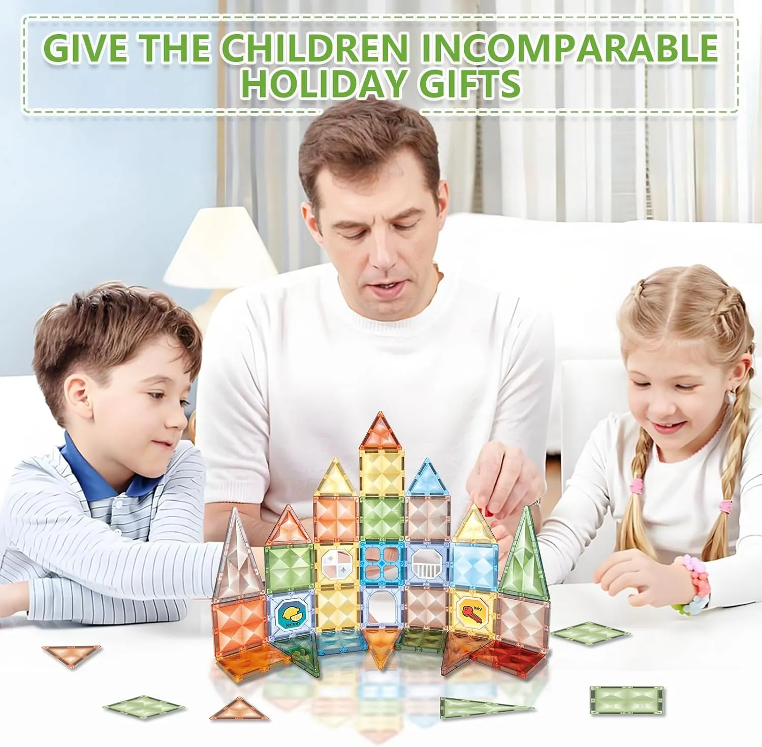 Magnetic Tiles STEM Building Set Educational Construction Kit Educational Learning Stem Sensory Stacking Toys for Kids Ages 3-8 (42PCS)