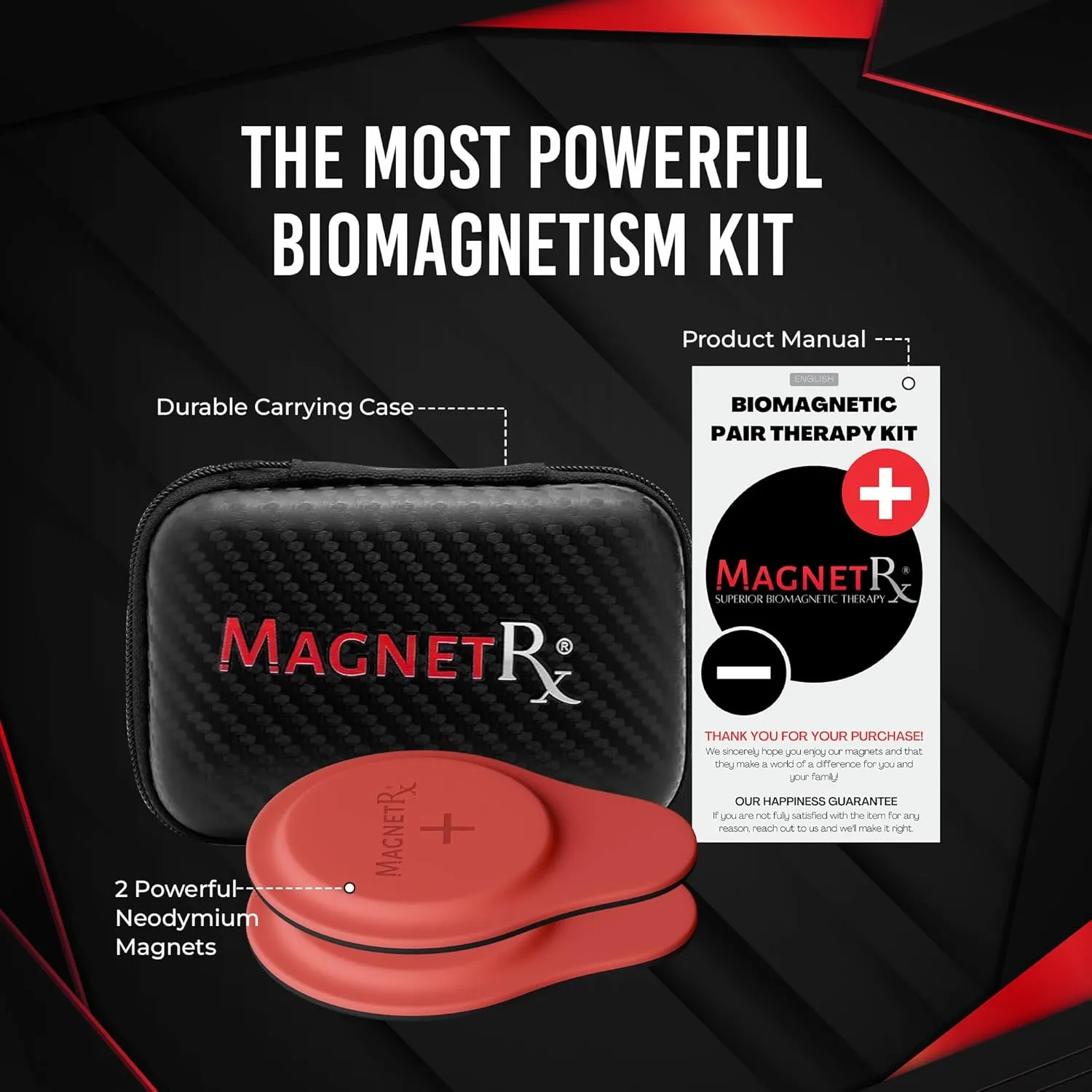 MagnetRX® Neodymium Biomagnetic Magnet Kit – Imanes para Biomagnetismo Médico – Dr Goiz Biomagnetic Therapy Magnets for Bio Magnet Pair – Biomagnetism Magnets with Silicone Covers (Large | 2 Units)